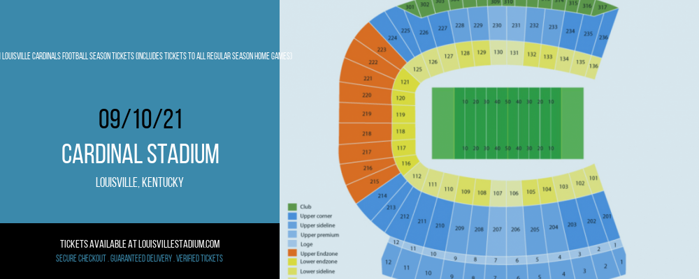 2021 Louisville Cardinals Football Season Tickets (Includes Tickets To All Regular Season Home Games) at Cardinal Stadium